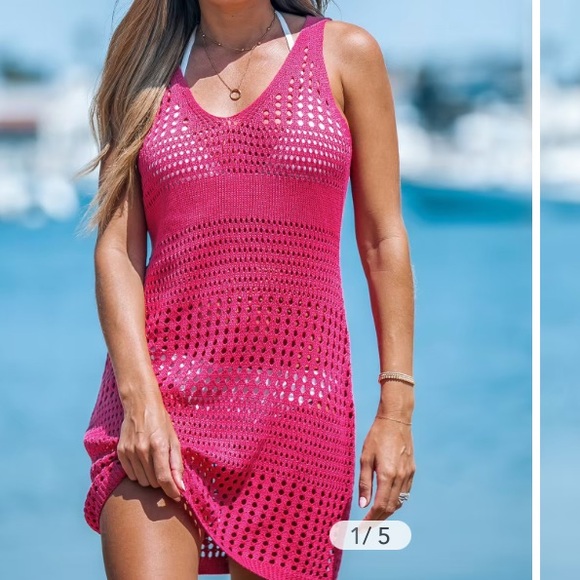 Cupshe Other - Cupshe Hot Pink Sleeveless Knit Cover Up Mini Dress Size S